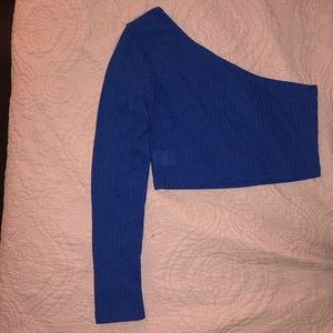 One Shoulder Rib-knit Crop Top